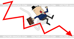 Business man falling down career ladder - color vector clipart