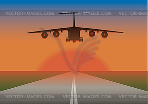 Airplane landing - vector image