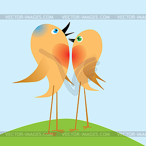 Two birdies sing about love.  - color vector clipart
