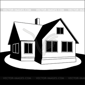 House on green hill.  - vector clip art