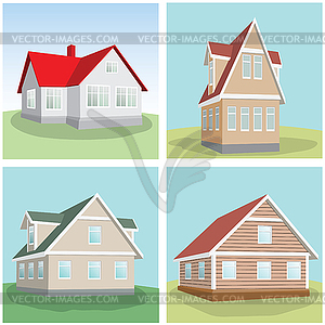 House on green hill.  - vector image