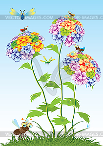 Tree with butterflies and dragonflies - vector clip art