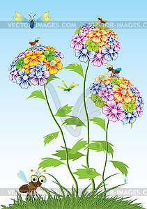 Tree with butterflies and dragonflies - vector clip art