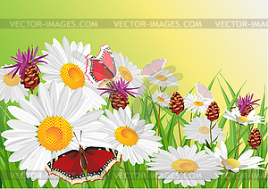 Tree with butterflies and dragonflies - vector clipart