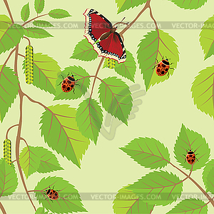 Flower background with butterflies and - vector clip art