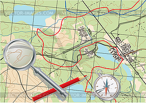 Map of trip - stock vector clipart