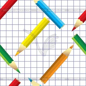 Crayons. Stationeries. Seamless - vector image