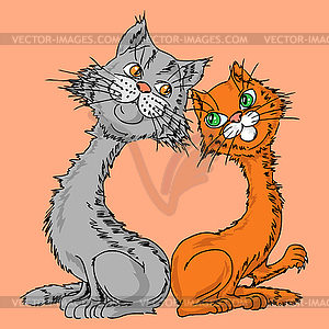 Lovers of cats.  - vector image