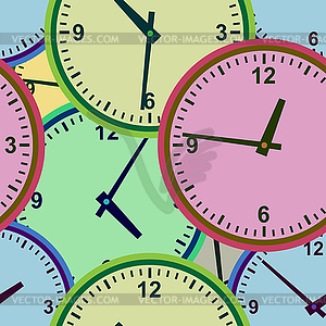 Wall clock. Seamless - color vector clipart