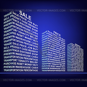 Building, made up of words. Trade - vector image