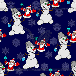 Seamless background with snowman - royalty-free vector clipart