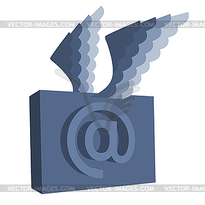 Email symbol with wings - vector image