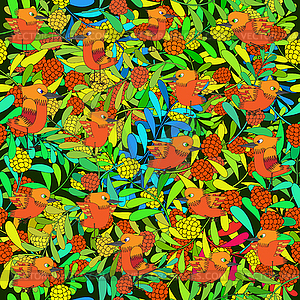 Little birds sing songs. Seamless texture - vector image