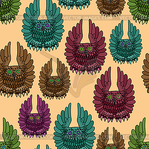 Seamless texture of owls - vector image