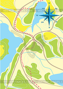 Карта путешествия по лесам - векторизованное изображение клипарта