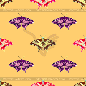 Seamless background of colorful butterflies - color vector clipart