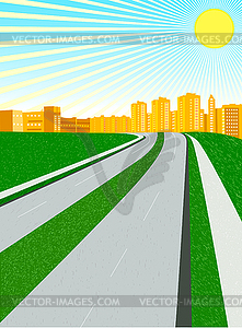City in sunny day - vector clipart