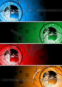 Banners with globe - stock vector clipart