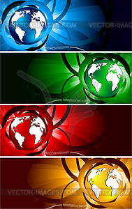 Bright banners with globe - vector clipart