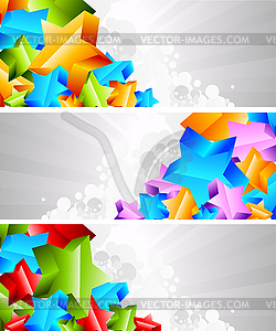 Set of banner with 3d star - vector image