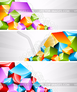 Set of banners with coloful cubes - vector clipart