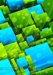 Abstract background with green and blue cubes. - vector clipart