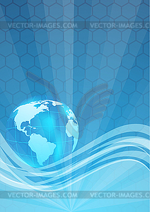 Template with hexagon and globe - vector image