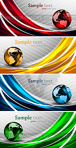 Set of abstract bright banners with globes - vector clipart