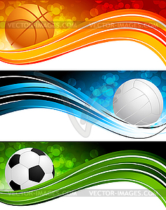 Set of banners with ball - vector image