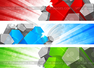 Set of banner with pentagon - vector image