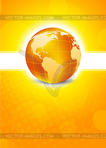 Orange background with globe - vector clipart