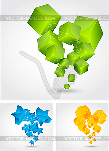 Set of backgrounds with 3d element - vector image
