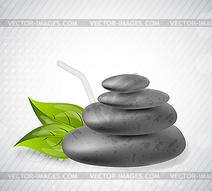 Stone with leaves - vector clipart