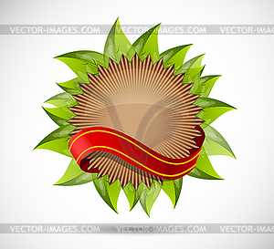 Label with leaves - vector clip art