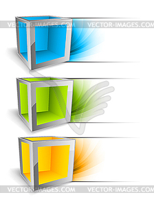 Set of banners with cubes - color vector clipart