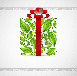 Concept box with leaves - vector clipart