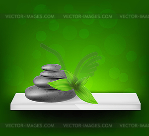 Фон со спа камни и листья - векторное изображение EPS