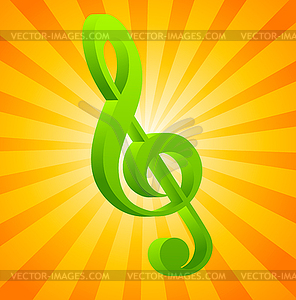 G clef on orange background - vector clip art