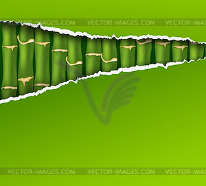 Птица, луна и бамбук - векторное изображение клипарта
