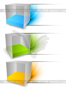 Набор баннеров с кубами - изображение в векторном формате
