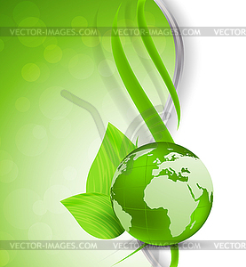 Green background with globe - vector clip art