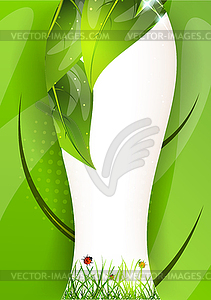 Background with leaves and grass - vector clipart / vector image