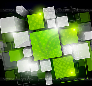 Background with green cubes - vector image