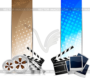 Set of banners with cinema element - vector clipart