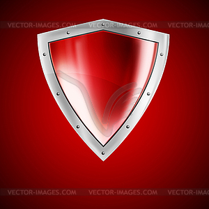 Bright red shield - vector clipart