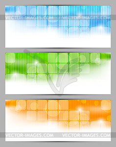 Set of banners with squares - vector image