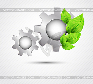 Gear with leaves - vector image