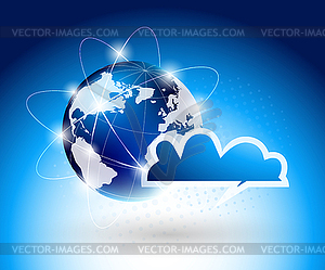Background with glboe and cloud - vector image