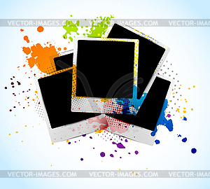 Grunge background with photoframes - vector image