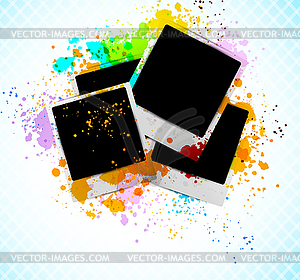 Grunge background with photoframes - vector image